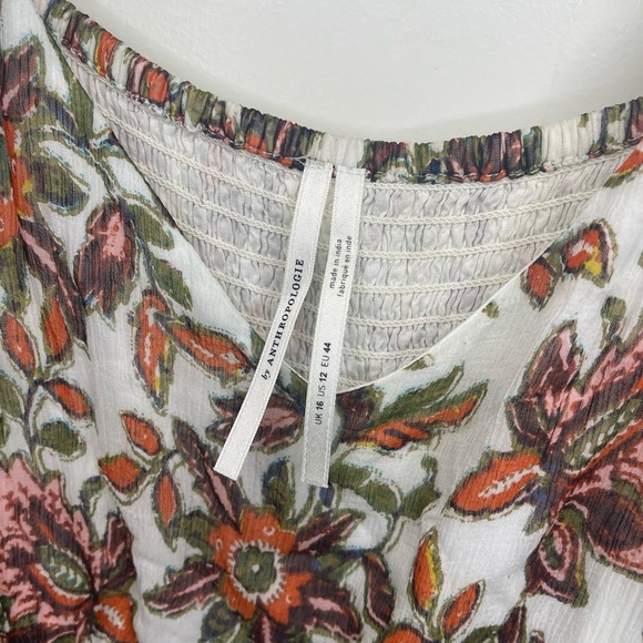 Anthropologie VIRGINIA M Ivory Blue Floral Chiffon Maxi Boho Dress - Picture 6 of 9